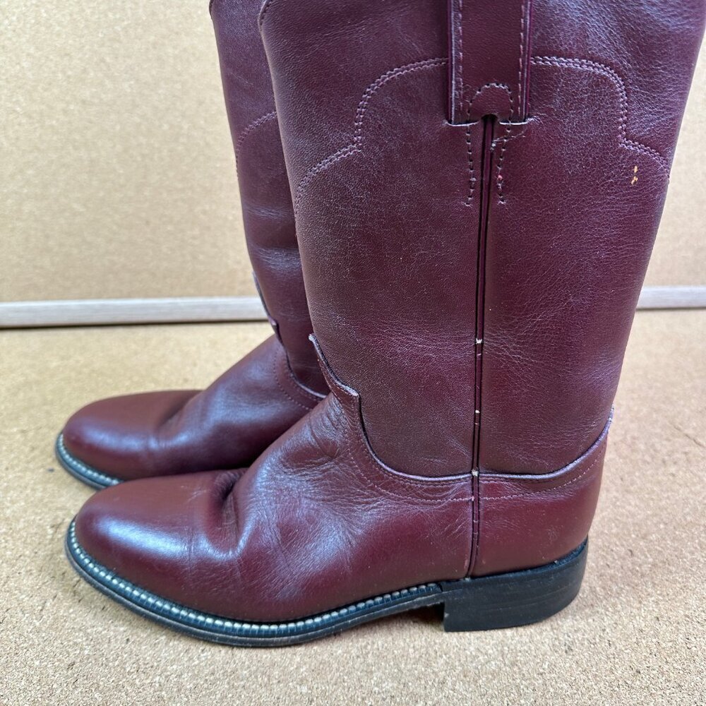 Vintage Tony Lama Burgundy Red Womens Cowboy Cowgirl Roper Boots Size 5 A - Picture 5 of 10